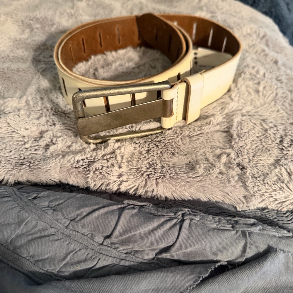 We The Free White and Brown Leather Belt